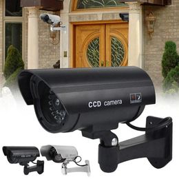 Security Fake Dummy Camera Home Office Imitation CCTV Flashing IR Red LED Waterproof Outdoor Indoor Black Silver