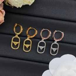 Designer Stud Titanium steel Earrings For Women Triangle Gold Earring Luxury Letter Jewellery Classic Golden Earrings Fashion P Hoop Earring