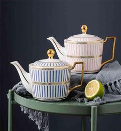 Europe Bone China Coffee Teapot Set 730ml Luxury Ceramic Pot Flower Puer Kettle Office Home Tool Drinkware 2106216430327