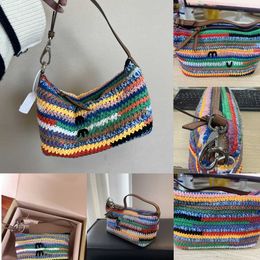 Two Versions Rainbow Woven Crossbody shopping Tote Branded Design Bags Bags Women's Purse Wallets 240427