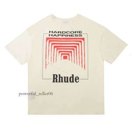 Men's T-shirts Men Women Vintage Heavy Fabric RHUDE BOX PERSPECTIVE Tee Slightly Loose Tops Multicolor Logo Nice Washed Rhude T-shirt 1409