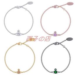 Designer Westwood Four Claw Diamond Saturn Bracelet Instagram Shining Temperament