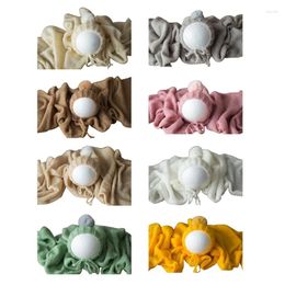 Blankets 97BE 2Pcs Baby Wool Ball Hat Knitted Wrap Blanket Set Born Infants Po Pography Props