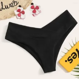 Women's Swimwear Sexy V Cheeky Bikini Thong Bottom Brazilian Semi Beachwear Bathing Balck Ladies Females Swimming