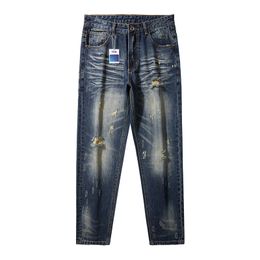 Casual Loose Men's Jeans, Nostalgic Ripped Jeans, Size 28-48 for 50-142kg Guy