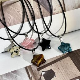 Pendant Necklaces Natural Stone Hexagon Necklace Crystal Rose Quartz Opal Star For Women Fluorite Lapis Pendulum Trend Jewelry Gift