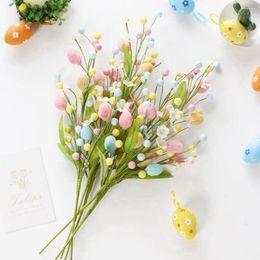 Decorative Flowers DIY Easter Eggs Cuttings Artificial Branch Colorful Painting Foam Bird Flower 2024 Home Decoration