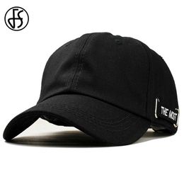 Ball Caps FS Black White Cotton Baseball Cap Solid Color Street Snapback Hip Hop Caps For Men Summer Sunshade Women Trucker Hat Gorras Y240507