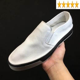 Casual Shoes Loafers Korean Men Fashion Genuine Leather Sneakers Breathable Summer Solid White Black Flat Male Footwear