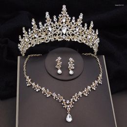 Necklace Earrings Set Baroque Fashion Bridal Luxury Crown Choker Women Wedding Dress Tiaras Bride Jewelry