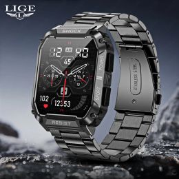 Watches LIGE New Men Smartwatch 1.95 Inch Full Touch Screen Bluetooth Call Dial Custom Watch dial Sports Waterproof Smart Watch For Men