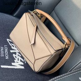 Loeiwe High end Designer Puzle bags for womens Bag New Mini Soft Leather Geometric Bag Spliced Leather Womens Bag Crossbody Handheld Large Pillow Bag Original 1:1 logo