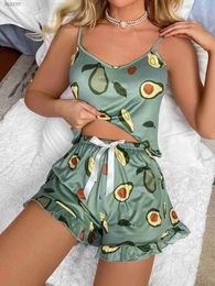 Women's Sleepwear 2023 European and American style new womens oversized pajamas printed for casual night free city thin section families C WX