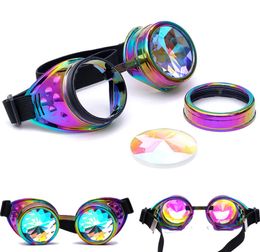 CFGOGGLE Halloween Kaleidoscope Colourful Goggles Steampunk Women Retro Glasses Men Party EDM Sunglasses Diffracted Lens3778560