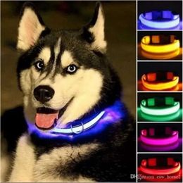 Segurança do colar noturno LED piscando 2022nylon brilho no cão escuro cães cães cães luminosos colares fluorescentes suprimentos de animais s