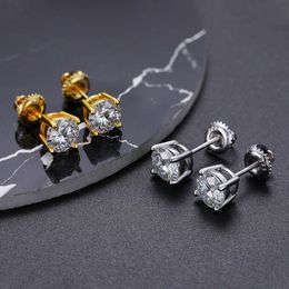 Classic Vintage Screw Back 18k Gold Plated Diamond Stainless Steel Luxury Fine Fashion Jewellery Stud Earrings for Women Wholesale