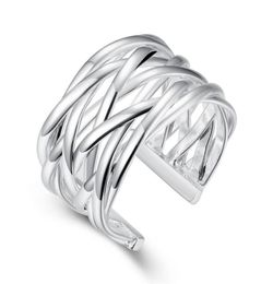 Whole 925 Sterling Silver Plated Fashion Braided ring Opening Jewellery LKNSPCR022334r2683326