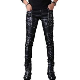 Men's Pants Windproof Warm Motorcycle Faux Leather Mens Harem Personality Fashion Pu Trousers For Men Pantalon Homme Autumn 259B