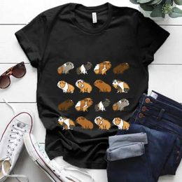 Men's T-Shirts Kawaii Cartoon Guinea Pig Print T Shirt Women Fashion T Shirt Casual Tops 90s Girls Ladies Female Short Slve Cute Graphic Ts T240506