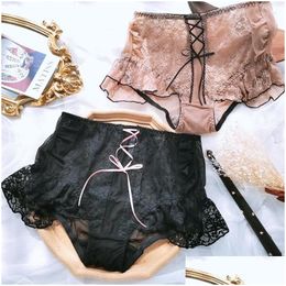 Womens Panties Japanese Large Size Ladies High Waist Black Y Cross White Drop Delivery Apparel Underwear Dhdjg