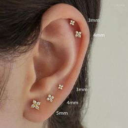 Stud Earrings Dainty Flower For Women Piercing Cartilage Ear Ring Cute Zircon Gold Colour Women's Aesthetic Jewellery Gift KCE038