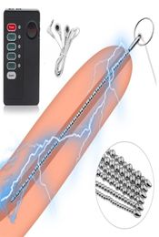 22ss Sex toy massager Male Penis Beads Electric Shock Urethral Catheter Sounding Dilatator Plug Stainless Steel Bead Toys for Men8579272