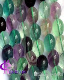 Whole Natural Genuine Rainbow Mix Colour Green Purple Fluorite Round Loose Stone Jewellery Beads 318mm 16quot 036561322135