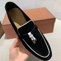 LORO Designer Luxury Brand High Quality Casual Loafers Shoe Suede Leather Flat Walking Mocasines driving Mens 240420