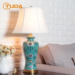 Table Lamps TUDA 40x70cm Jingdezhen Chinese American Ceramic Large Lamp For Bedroom Bedside Model Room Living Decoration