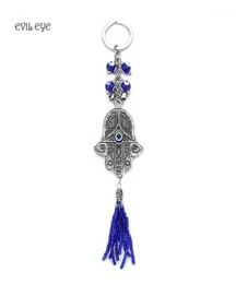 Keychains Evil Eye Fashion Jewellery Key Chain Wall Hanging Pendant Blue Amulet Kabbalah Hand Fatima Glass Ring18551590