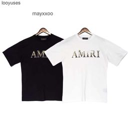 T Sleeve Amiiriis Mens Shirt Short Tshirt Designer 24ss Leopard Lettered Printed Couple T-shirt F 5L2O MTLH
