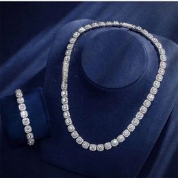 Fire Jewelry 6mm 10mm Sterling Sier d Color Vvs Moissanite Diamond Cluster Tennis Chain Necklace for Men Women