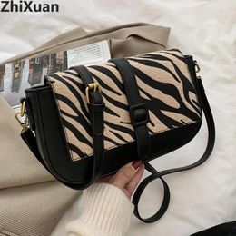 Bag ZhiXuan Contrasting Zebra Pattern Shoulder Crossbody For Women Autumn Winter Fashion Small Square Female Wild Travel