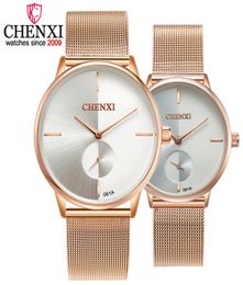 CHENXI Women Watches Quartz Top Brand Luxury Fashion Bracelet Watch Couple Fashion Rose gold Stainless steel mesh belt Watches8647152