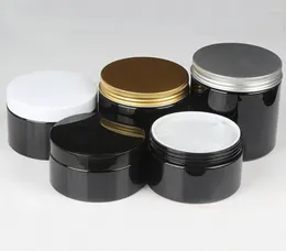 Storage Bottles 200/250/300/350/500g Black PET Jar Pot Plastic Alu Lid Cream Mask Gel Essence Mlisturizer Emulsion Wax Skin Care Packing