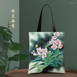 Storage Bags 2024 Chinese National Style Art Canvas Bag Environmental Protection