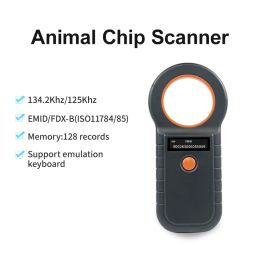 Scanners 134.2Khz & 125Khz Animal Microchip Scanner FDXB Chip Reader with 128 Records of Storage for Dog Cat