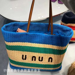 designer bag channelism celinism miuimiui Summer Lazy Popular Crowd Design Instagram Woven Vegetable Basket Contrast Spliced Beach Bag Women