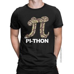 Men's T-Shirts Retro Pi Day Python Snake T-shirt Mens Crewneck 100% Cotton T-shirt Classic Short Sleeve T-shirt Summer ClothingL2405