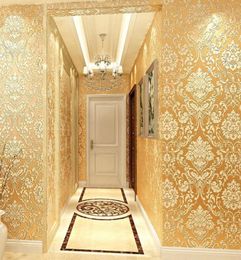 Golden 3D Embossed Wallpaper For Home Roll Classic Silver Floral Living Room Wall Paper Bedroom TV Background Decor6638077