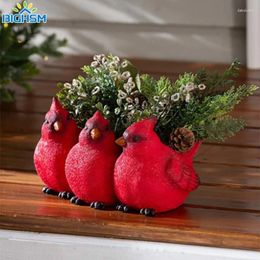 Vases 1Pcs Creative Three Little Birds Planter Resin Flower Pots For Succulents Air Plants Home Garden Tabletop Decor Figurines