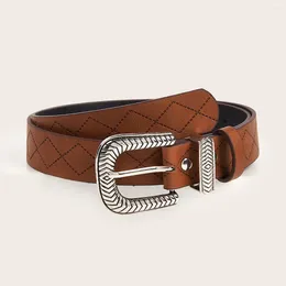 Belts Versatile PU Leather Belt With Embossed Pattern Wide Adjustable Needle Button Women's Jeans Dress Decorative