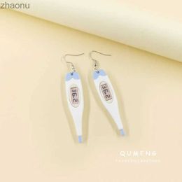 Dangle Chandelier New cute blue thermometer acrylic printed long pendant earrings suitable for women girls and fun party Jewellery gifts XW