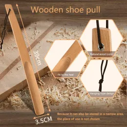 Accessories 39CM Shoe Puller Solid Wood Shoehorn Shoe Spoon Wooden Handle Long Shoe Horn Lifter Wear Shoe Easier Horn for Shoes
