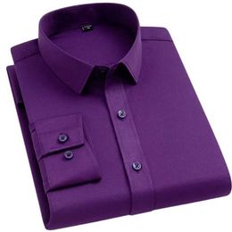 Men's Dress Shirts BAMBOOPLE Non- Office Shirts for Men Latest Anti-wrinkle Soft Business Without Pocket Smart Causal Purple Slim Fit AEchoice d240507