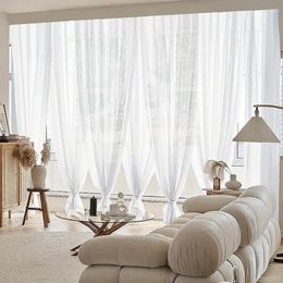 Curtain 1PC Voile White Sheer Curtains For Living Room Bedroom Kitchen Coffee Rod Pocket House Decor