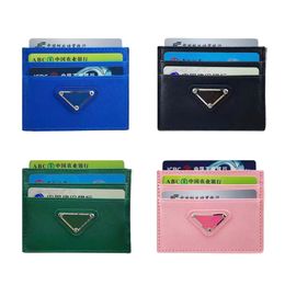 Womens Leather Designer Card Holder Triangle folding Credit card Wallet man Coin Purses long wallets With Box Key pouch lady pink small purse luxury passport holders