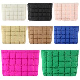 Cosmetic Bags Quilted Makeup Bag Puffy Travel Pouch With Zipper Organiser Storage Solid Colour For Women And Girls