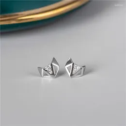 Stud Earrings S925 Sterling Silver Personality Crystal Women Light Luxury Temperament Wedding Real Jewellery