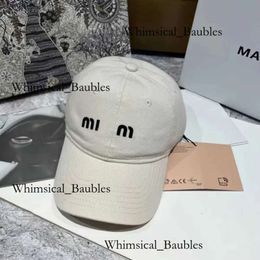 Miumu Luxury Classic Trendy Brand Designer Miui Big Cap Children's Couple Leisure Outdoor Outgoing Sunshade Sunscreen Mui Hat Letter Duck Tongue Hat White 104